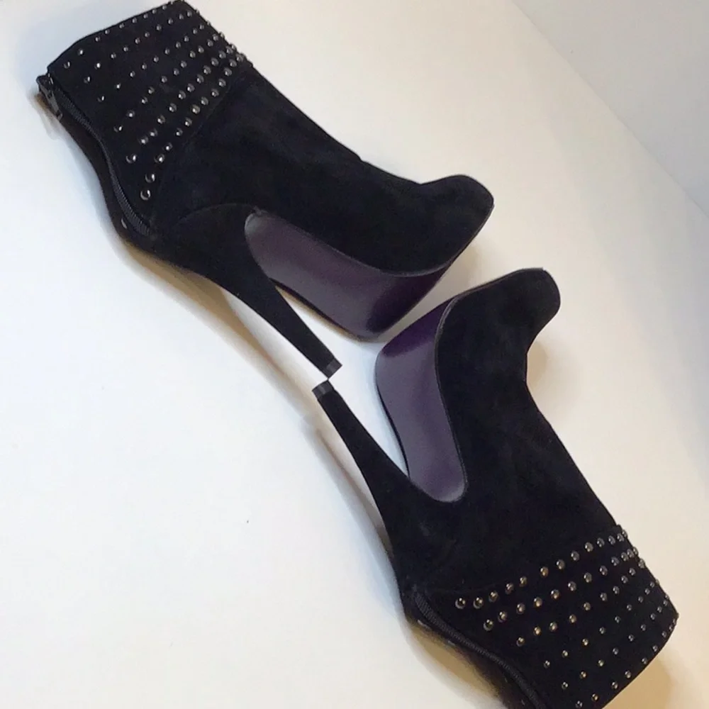 MIXX  JENNY BLACK SUEDE ANKLE SHOES SZ 10 - Picture 6 of 13